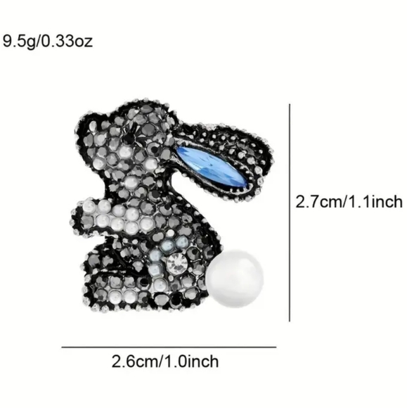 Rhinestone Bunny Brooch Pin - Picture 2 of 4